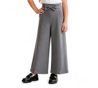 Girls Wide Leg Boutique School Uniform Bow Trousers Pull-On Stretch Elastic Waist Smart Formal Primary Classroom Comfortable Grey Black Navy Ages 4-12 (UK, Age, 8 Years, Grey)