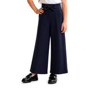 Girls Wide Leg Boutique School Uniform Bow Trousers Pull-On Stretch Elastic Waist Smart Formal Primary Classroom Comfortable Grey Black Navy Ages 4-12 (UK, Age, 8 Years, Navy)