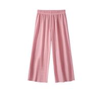 Girls Wide Leg Pants Elastic High Waisted Casual Trousers for Kids Summer Flowy Lounge Stretchy Palazzo Pants Flowy Loose Trousers Kids Solid Color Casual Yoga Pants (Pink, 12-13 Years)
