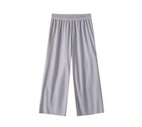 Girls Wide Leg Pants Elastic High Waisted Casual Trousers for Kids Summer Flowy Lounge Stretchy Palazzo Pants Flowy Loose Trousers Kids Solid Color Casual Yoga Pants (Grey, 9-10 Years)