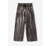 Girl's wide-leg pleated lam‚ trouser silver