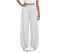 Girls Wide Leg Sweatpants Open Bottom Baggy High Waisted Plain Joggers Kids School PE Dance Athletic Jogging Bottoms (White, 12-13)