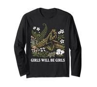 Girls Will Be Girls Funny Praying Mantis Cottagecore Long Sleeve T-Shirt