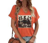 Girls Will be Girls Halloween Witch T Shirts for Women Midsummer Witches Gather Graphic Tees Halloween Party Shirt Top, Orange, S