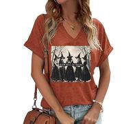 Girls Will be Girls Halloween Witch T Shirts for Women Midsummer Witches Gather Graphic Tees Halloween Party Shirt Top, Orange-a, S