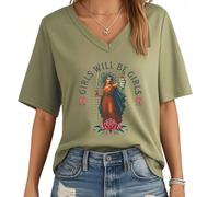 Girls Will Be Girls Shirt, Girl Will Be Girl T-Shirt, Feminism Shirts V Neck Women Man