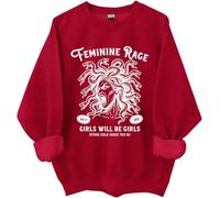 Girls Will Be Girls Sweatshirt, Witch Halloween Shirt, Feminine Rage Medusa Shirts For Women Man Claret