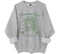 Girls Will Be Girls Sweatshirt, Witch Halloween Shirt, Feminine Rage Medusa Shirts For Women Man Grey