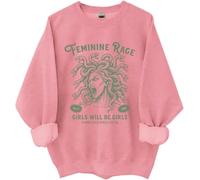 Girls Will Be Girls Sweatshirt, Witch Halloween Shirt, Feminine Rage Medusa Shirts For Women Man Pink