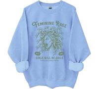 Girls Will Be Girls Sweatshirt, Witch Halloween Shirt, Feminine Rage Medusa Shirts For Women Man Sky Blue