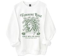 Girls Will Be Girls Sweatshirt, Witch Halloween Shirt, Feminine Rage Medusa Shirts For Women Man White
