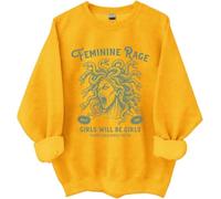 Girls Will Be Girls Sweatshirt, Witch Halloween Shirt, Feminine Rage Medusa Shirts For Women Man Yellow