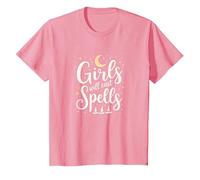 Girls Will Cast Spells: Witchy Magical Moon Stars T-Shirt, Kids, Pink, 8 Years