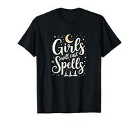 Girls Will Cast Spells: Witchy Magical Moon Stars T-Shirt, Men, Black, M