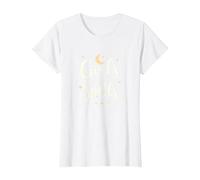 Girls Will Cast Spells: Witchy Magical Moon Stars T-Shirt, Women, White, S