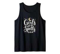 Girls Will Cast Spells: Witchy Magical Moon Stars Tank Top, Men, Black, XL