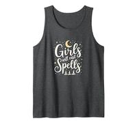 Girls Will Cast Spells: Witchy Magical Moon Stars Tank Top, Men, Dark Heather Grey, XXL