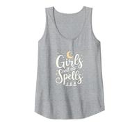 Girls Will Cast Spells: Witchy Magical Moon Stars Tank Top, Women, Heather Grey, S