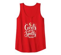 Girls Will Cast Spells: Witchy Magical Moon Stars Tank Top, Women, Red, XL