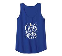 Girls Will Cast Spells: Witchy Magical Moon Stars Tank Top, Women, Royal Blue, XL