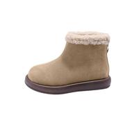 Girls Winter Boots Warm Faux Fur Lined Ankle Wear-Resistant Fabric Snow Booties Faux Suede Leather Anti-Slip Soft Sole Comfy Outdoor Walking School Shoes for Little & Big Kids