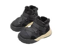 Girls Winter Boots With Faux Fur Trim, Kids Fuzzy Fleece Lined Snow Shoes Warm Hook & Loop Round Toe Lightweight Walking Booties Winter Cute Outdoor Footwear