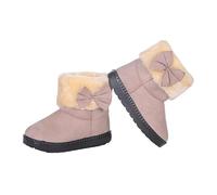 Girls Winter Boots with Faux Fur Trim, Toddler Fuzzy Fleece Lined Snow Shoes Round Toe Lightweight Walking Boots Bow Tie Cute Outdoor Footwear