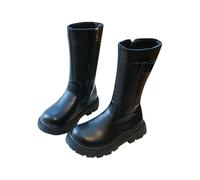 Girls Winter Boots with Side Zippers Warm Plush Lining Soft Faux Leather Shoes Easy to Slip On Fashion Boots Bow Party Shoes Winter Comfortable Easy To Clean Booties for Little Kid Big Kid