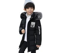Girls Winter Coat Waterproof Insulated Long Quilted Puffer Jacket Teen Toddler Warm Parka Snow Coats with Faux Fur Hood (Black #2, 3-4 Years)
