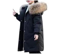 Girls Winter Coats Thickened Padded Jackets With Faux Fur Collar Parka 10-14 Years, Big Kids Puffer Jacket Quilted Down Overcoat School Coats Snowsuits Cold Weather 10 Years Black