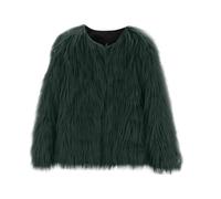 Girls Winter Fleece Coat Leopard Faux F r Jacket Kids Thicken Fl ffy Cardigan Outerwear Kids Fall Long Sleeve Solid Color Wedding P rty Fashion Jacket (Green, 9-10 Years)