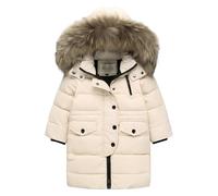 Girls Winter Fleece Lined Coat Water Resistant Long Parka Warm Hooded Puffer Jacket Thicken Ski Jacket With Fur Trim Hood