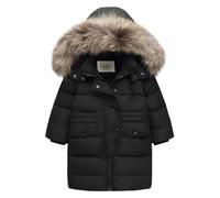 Girls Winter Fleece Lined Coat Water Resistant Long Parka Warm Hooded Puffer Jacket Thicken Ski Jacket With Fur Trim Hood