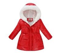 Girls' Winter Jacket Long Puffer Coat Padded Windproof Down Coats with Hood Teens Thicken Bodywarmer Parka Peacoat Drawstring Waist School Outfits Outerwear for Cold Weather 4-11 Years