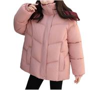 Girls' Winter Jackets Lightweight Puffer Coat, Kids Quilted Padded Coats Windproof Warm Zipper Fall Outfits School Jackets Outwear Hiking Walking Pink 7 Years
