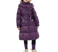 Girls Winter Long Down Coat with Hood Kids Warm Quilted Jacket Heavyweight Padded Down Overcoat Outwear Outdoor Protection Teenage Snowsuit Warm Thick Jacket