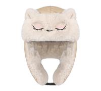 Girls Winter Trapper Hat Faux Fur Warm Bomber Russian Hat with Cute Animal Ears Winter Warm Plush Earflaps Cap for Girls 5-12 Years Old Khaki