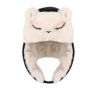 Girls Winter Trapper Hat Faux Fur Warm Bomber Russian Hat with Cute Animal Ears Winter Warm Plush Earflaps Cap for Girls 5-12 Years Old Black
