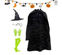 Girls Witch Costume | Black Witch Dress for Halloween | Breathable Holiday Party Set 5-12 Years,Fun and Participatory Play And Cosplay That Drives Creativity