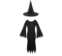 Girls Witch Halloween Costume Fancy Dress - Childrens' Halloween/Book Day Costume for girls - Black Halloween Dress and Pointed Witch Hat (11-12 Years)