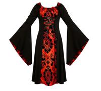Girls Witch Halloween Dress Kids Retro Gothic Plus Bell Long Sleeve Dresses | Girls Floral Print Devil Witch Dress Set for Halloween Carnival Devil Monster-Themed Party Ages 3-12 Years