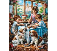 Girls with Dogs 300 Piece Complete Jigsaw Puzzle Set Animal Pets Teens Beginners Educational Challenge Puzzle Fans Group Play Anniversary Quality Material 300 PCS
