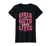 Girls with Guts Save Lives Emts Value Graphic T-Shirt, Women, Black, M