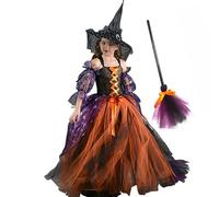 Girls Wizard Robe - Toddler Spellcaster Cape, Witch Hat Set, magcal Halloween Apparel | Elegant Dark Enchantress Dress Style, Comfortable Fancy Dresss Look Ideal For Evening Trick Event