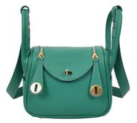 Girls Womens Faux Leather Tote Dinky Size Casual Fashion Outgoing Handbag Bitsy (Green)
