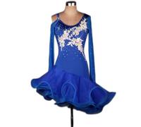 Girls Women's Latin Ballroom Dance Dress Floral Applique Ruffle Petal Skirt for Salsa Cha Cha Performance