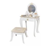 Girls Wooden Dressing Table And Stool Set Kids Make Up Table Hygrad Built to Survive White One Size