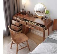 Girls' Wooden Vanity Set with Mirror & Lamp, Luxury 39" Dressing Table with Side Cabinets & Makeup Chair - Perfect Bedroom Furniture for Kids, 100 cm