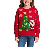 Girls Xmas Jumper Aged 13 - Festive Holiday Kids Winter Pullover Cozy Christmas Sweater for Girls and Boys Family Gathering Celebration Party Outfit (Red, 3-4 Years)