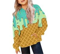 Girls Yellow Jumper Age 8,Girls Hoodies & Sweatshirts Outerwear Cozy Fleece Pullover for Everyday Casual and Schoolwear with Ice Print Design for Kids (Green, 10-11 Years)